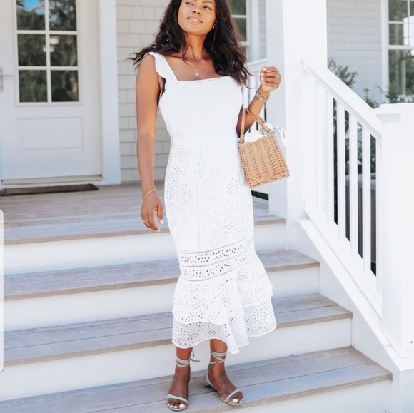Banana Republic Eyelet Flounce Midi Dress - Picture 1 of 6